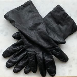 Ladies Black Leather Driving Gloves Size 7.5